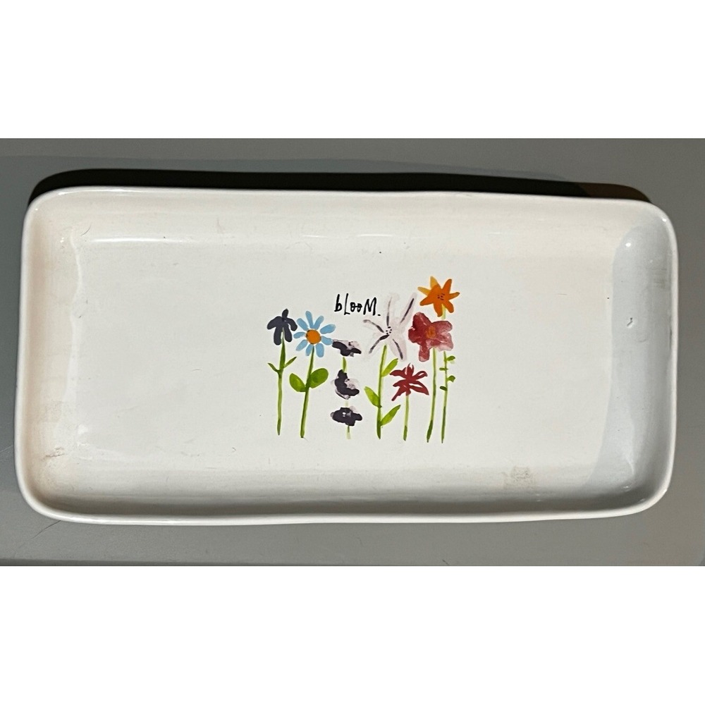 Rae Dunn Watercolor Bloom Tray Large Platter Flowers Artisan Collection